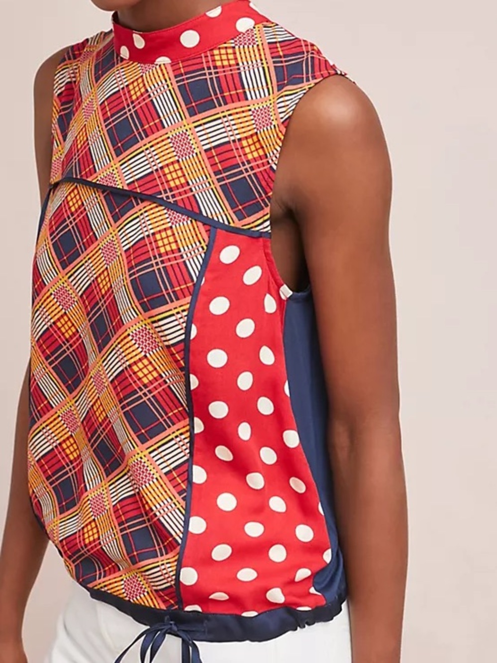 Anthropologie Tiny Evelyn Mock Neck Top Polka Dot